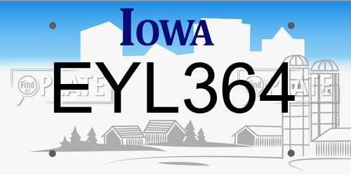 EYL364 Iowa License Plate