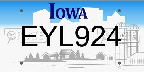 EYL924 Iowa License Plate