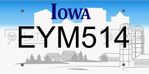 EYM514 Iowa License Plate