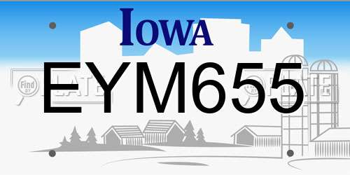 EYM655 Iowa License Plate