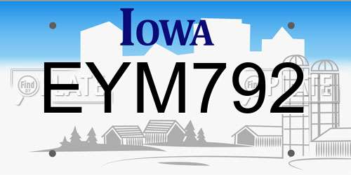 EYM792 Iowa License Plate