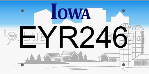 EYR246 Iowa License Plate