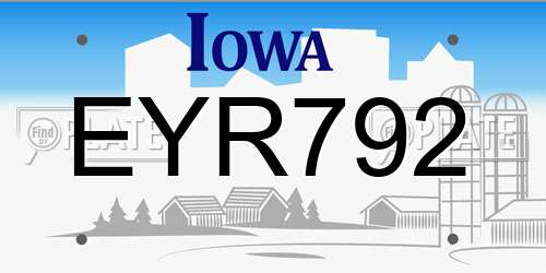 EYR792 Iowa License Plate