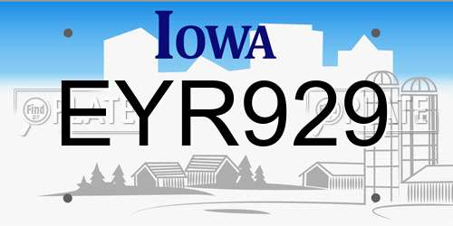 EYR929 Iowa License Plate