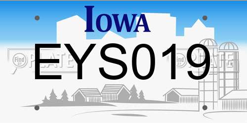 EYS019 Iowa License Plate