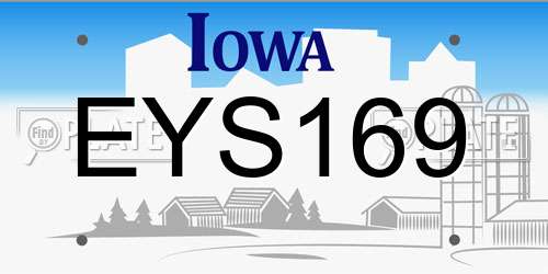 EYS169 Iowa License Plate