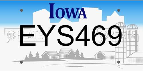 EYS469 Iowa License Plate