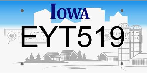 EYT519 Iowa License Plate