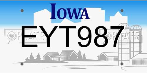 EYT987 Iowa License Plate