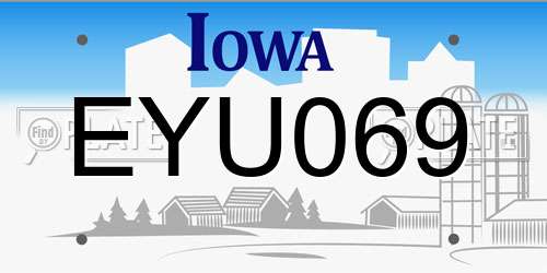 EYU069 Iowa License Plate