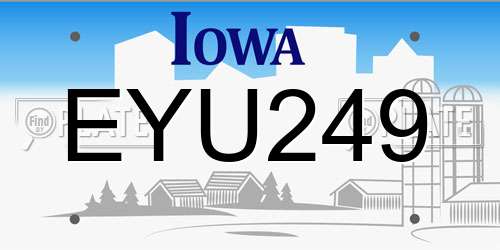 EYU249 Iowa License Plate