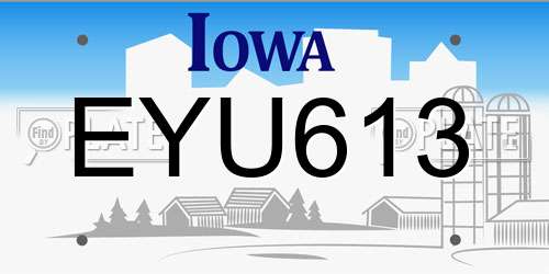EYU613 Iowa License Plate