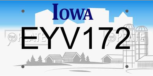 EYV172 Iowa License Plate