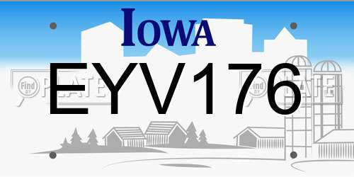 EYV176 Iowa License Plate