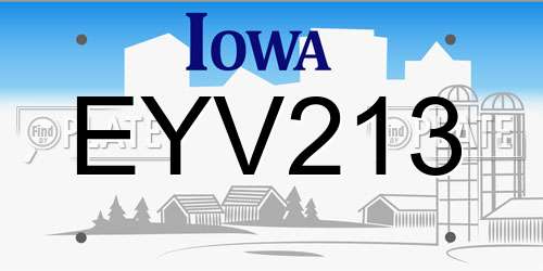 EYV213 Iowa License Plate