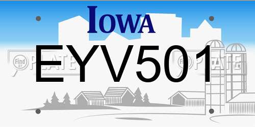 EYV501 Iowa License Plate