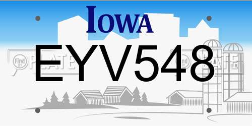 EYV548 Iowa License Plate