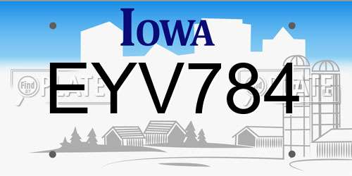EYV784 Iowa License Plate