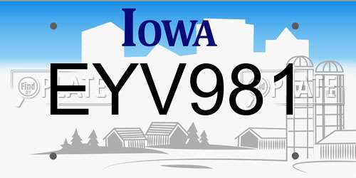 EYV981 Iowa License Plate