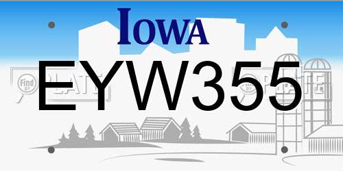 EYW355 Iowa License Plate