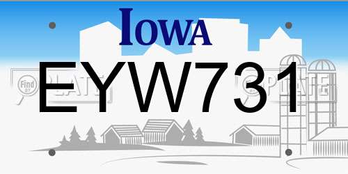 EYW731 Iowa License Plate