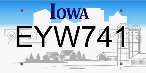 EYW741 Iowa License Plate