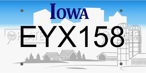 EYX158 Iowa License Plate