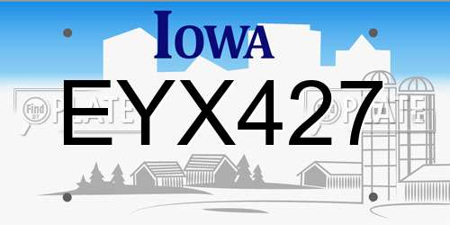 EYX427 Iowa License Plate