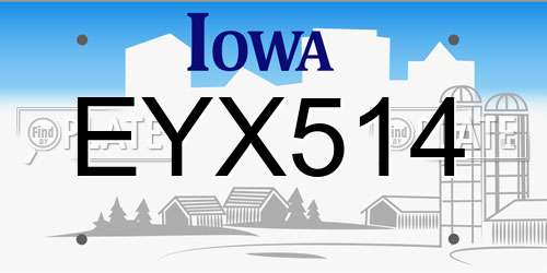 EYX514 Iowa License Plate