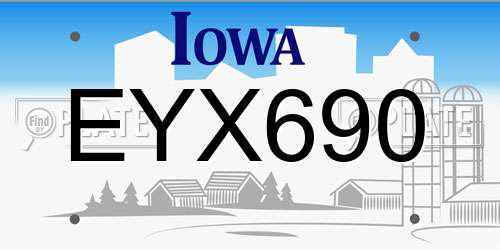 EYX690 Iowa License Plate