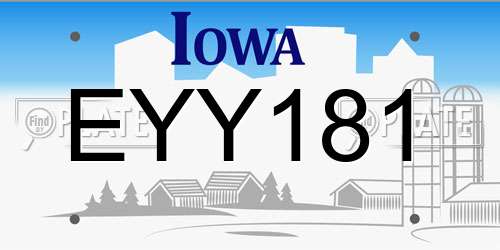 EYY181 Iowa License Plate