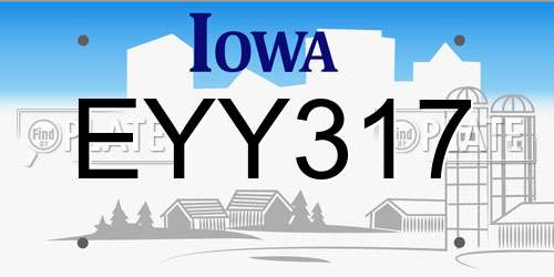 EYY317 Iowa License Plate