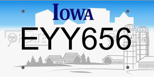 EYY656 Iowa License Plate