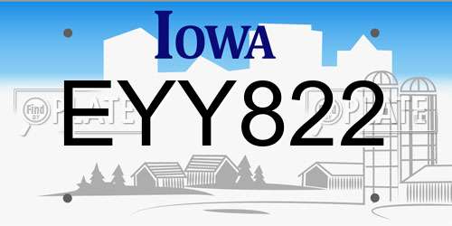 EYY822 Iowa License Plate