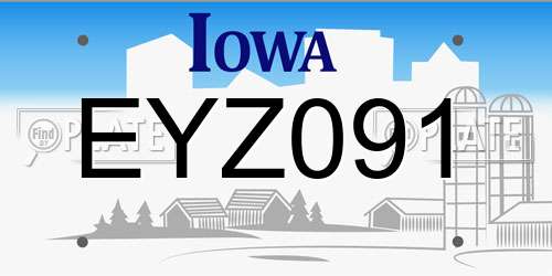 EYZ091 Iowa License Plate