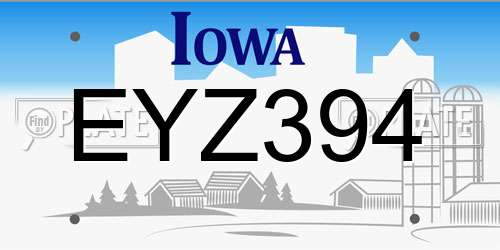 EYZ394 Iowa License Plate