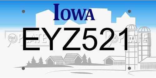 EYZ521 Iowa License Plate