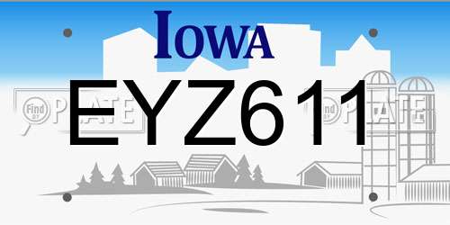 EYZ611 Iowa License Plate