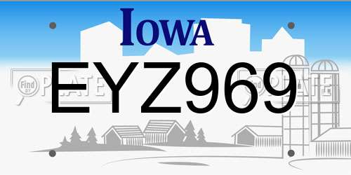 EYZ969 Iowa License Plate
