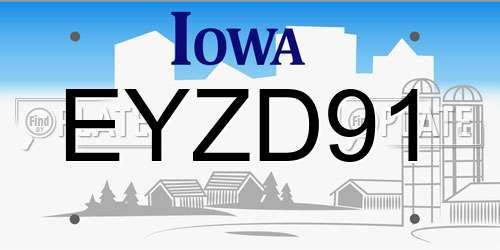 EYZD91 Iowa License Plate