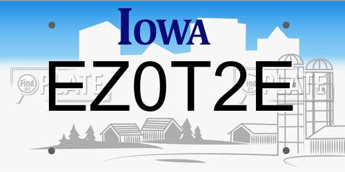 EZ0T2E Iowa License Plate