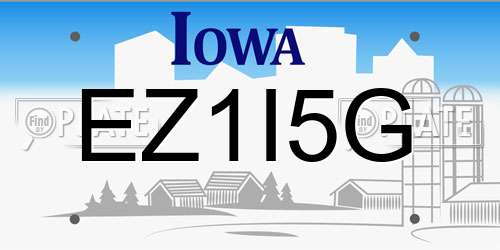 EZ1I5G Iowa License Plate