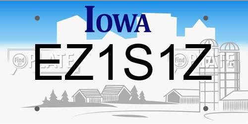 EZ1S1Z Iowa License Plate