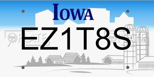 EZ1T8S Iowa License Plate
