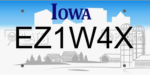 EZ1W4X Iowa License Plate