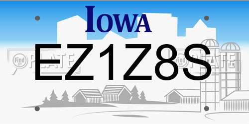 EZ1Z8S Iowa License Plate