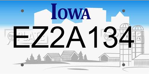 EZ2A134 Iowa License Plate