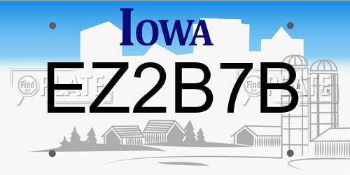 EZ2B7B Iowa License Plate