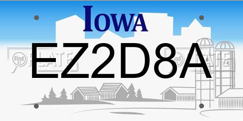 EZ2D8A Iowa License Plate