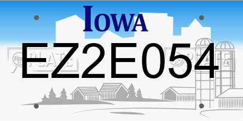 EZ2E054 Iowa License Plate